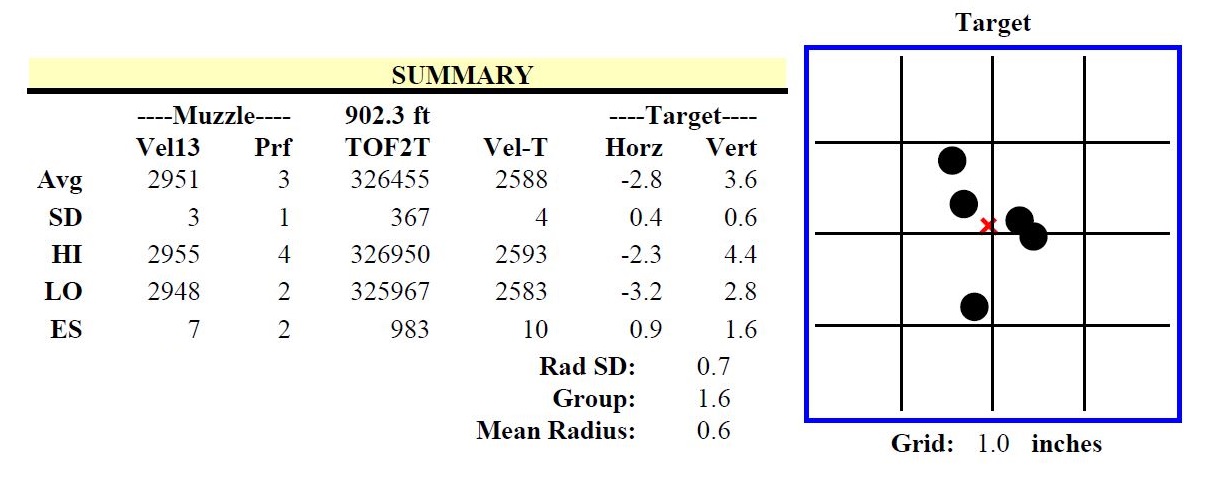 30 Caliber 220 Grain LRHT 300 Meter Group