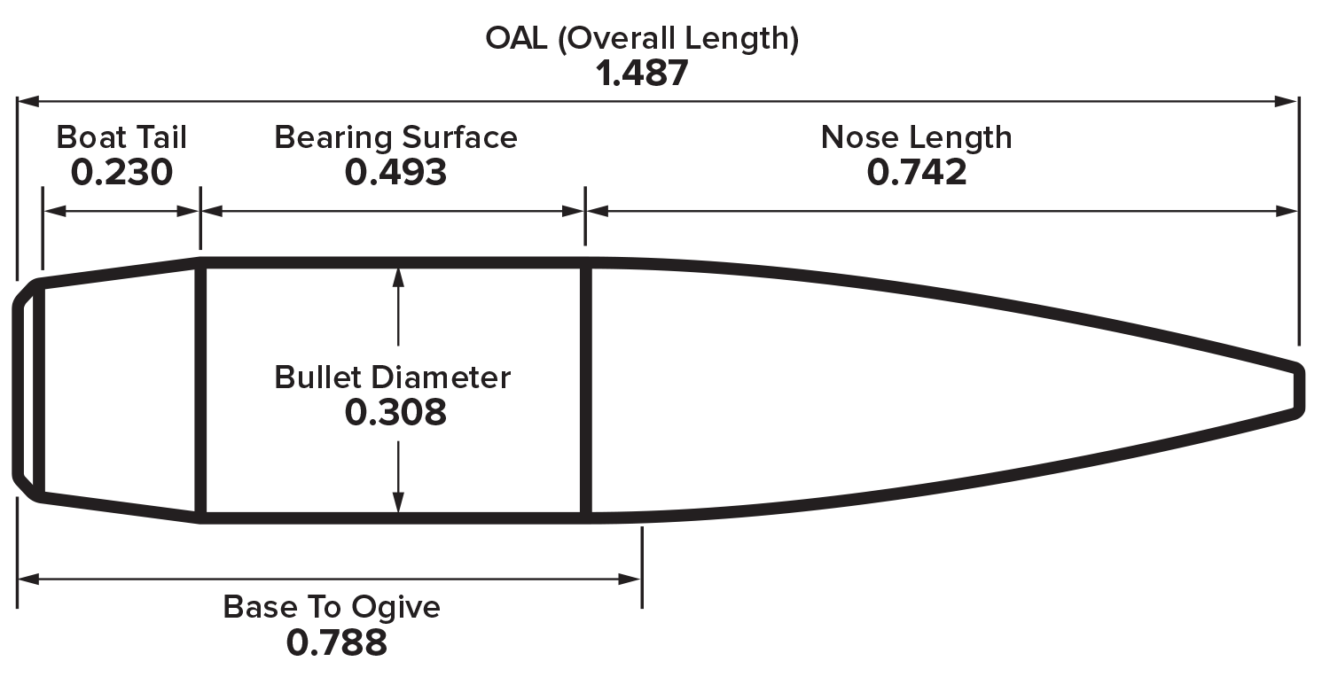 30555 30 Caliber 205 Grain Elite Hunter Drawing