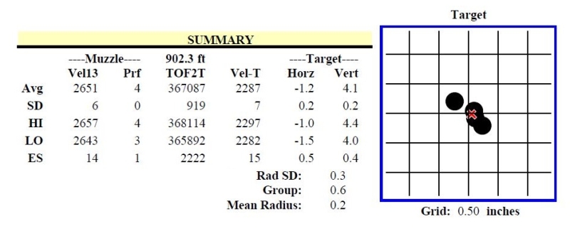 6.5 mm 153.5 Grain Long Range Hybrid Target Group 2