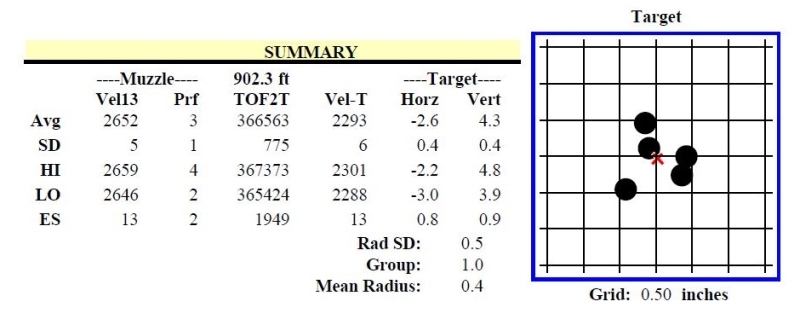 6.5 mm 153.5 Grain Long Range Hybrid Target Group 3