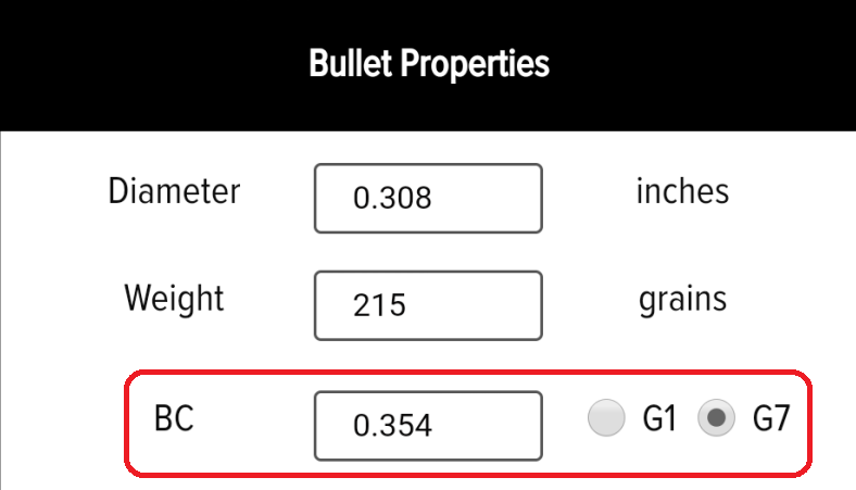 Bullet Properties - G7 Ballistic Coefficient